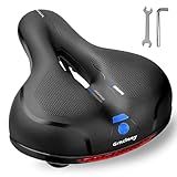 Gincleey Comfort Bike Seat for Women Men,Wide Bicycle Saddle Replacement Memory Foam Padded Soft Bike Cushion with Dual Shock Absorbing Universal Fit for Indoor/Outdoor Bikes with Reflect