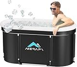 Merapi XL 131 Gal Portable Ice Bath Tub - Large Oval Cold Plunge for Athletes Recovery, Foldable Ice Bath Tub for Muscle Recovery, Home Gym, Outdoor Cold Therapy with Fast Drainage & Neck Cushion