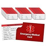 48 Pack Red Medical Condition and Emergency Contact Id Wallet Card Emergency Contact Card Emergency Medical Information Card Pocket Size Medical Alert Wallet Card for Caretakers