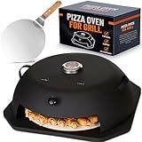 HeatGuard Pro Geras Pizza Oven for Grill - Grill Top Pizza Oven For Outdoor Camping - Pizza Stone, Pizza Peel Kit - Portable Backyard BBQ Pizzas Maker Charcoal, Pellet, Propane Gas Wood Attachment