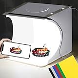 Photo Light Box 10" Portable Folding Photography Light Tent kit with 2 Light Bar -40pcs LED Light and 6 Kinds Color Backgrounds for Small Size Items (10 inch - White)