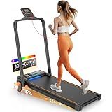 Treadmill Walking Pad with 15% Incline/Handle Bar/2 LED Display, 3.5HP Portable Treadmills for Home Small, Foldable Walking Pad Treadmill 350+lb Capacity, Smart App, 4 Adjustable Incline, RGB Light