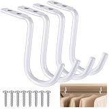 Gisafai 4 Pcs Closet Rod Center Supports 1-1/2 Inch Metal Brackets, White