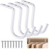 Gisafai 4 Pcs Closet Rod Center Supports 1-1/2 Inch Heavy Duty Metal Wall Mount Brackets for Shelf Closet Rod Clothes Storage(White)