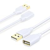 Costyle USB Extension Cable White, 2-Pack 2.0 6ft/2m Type A Male to A Female Extension Cord White USB Cable Extender with Gold-Plated Connectors