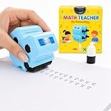 GoldenEgg Math Teacher 4-in-1 Math Roller Stamp, Addition, Subtraction, Multiplication & Fill-in-the-Blank Practice Tool for Kids, Classroom & Home Use (Blue)
