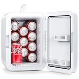 Electactic Compact Mini Fridge, 15 Can Portable Small Refrigerator with AC/DC Adapters, 10 Liter / 2.6 Gal Small Cosmetics Cooler for Beverage, Food, Skincare, Bedroom, Dorm, Office and Car, White