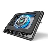llano V12 Laptop Cooling Pad, Gaming Laptop Cooler Stand with 5.5inch Powerful Turbo Fan, Adjustable Speed, Touch Control, 3-Port USB A, for Fast Cooling Laptop 15.6-19in, Black (No RGB)