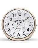 Lamisola Small Alarm Clocks for Bedrooms, 4 Inch Analog Battery Desk Clock, Retro Clock for Bedroom Decoration, Slient, Large Display for Seniors, Loud Alarm Clock for Heavy Sleepers, Champagne Gold