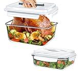 KOMUEE 203oz & 74oz Extra Large Glass Food Storage Containers with Airtight Lids, 2 Piece Big Glass Containers Set, Ideal for Storing Rotisserie Chicken, Lasagna, Salads, Fruits, Leak-proof & BPA-Free