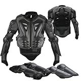 Youth Dirt Bike Gear, JUSTDOLIFE 5 PCS Motorcycle Armor Protection Jacket, Kids Motorcycle Armor with Knee Pads Elbow Pads Chest Protector Racing for Outdoor Sports (Black)