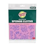 Scotch-Brite Sponge Cloths, Reusable, Absorbent, and Decorative Cleaning Towel, Dishwasher-Safe Wipes Ideal for Nonstick Cookware, Tile, Countertops, Mirrors, and Faucets, 2 Dish Towels