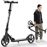 Sorlikz Scooters for Kids 8-12, Teens & Adults - Hand Brake & Bell, 8-inch Wheels, Adjustable Height, Foldable KIck Scooter, Upgrade Framework, Max Load 240LBS