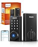 Philips Wi-Fi Door Lock, WiFi Smart Lock Keyless Entry Deadbolt for Front Door, Compatible with Alexa & Google Assistant, Remote Control, Built-in WiFi, APP Fingerprint Passcode Unlock, Auto Locking