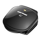 George Foreman 2-Serving Classic Plate Electric Indoor Grill and Panini Press, Black, Small Compact Size, GR10B