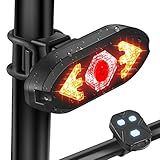 Bike Taillight USB Rechargeable Bicycle Turn Signals with Remote Control Rear Light Waterproof Safety Warning Back Lights Alarm for Night Riding Mountain Bike Accessories (Set B)