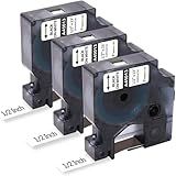 3-Pack Label Maker Tape Compatible with DYMO D1 Label Tape 45013 S0720530 Replace for D1 A45013 Refills, Black on White, 1/2 In x 23Ft, for Dymo LabelManager 160 420P 210D 280 360D PnP 220P 260P 500TS