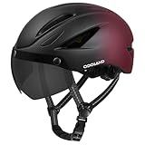 Odoland Adults Bike Helmet with Removable Magnetic Sun Visor, Adjustable Dial Fit Bicycle Cycling Helmet for Mountain Road Bike, Certified Lightweight MTB Ebike Helmet for Men Women,Claret Black