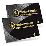 KF-Premium RFID Blocking Card (2 Pack) - Premium Slim Debit & Credit Card Protector for Travel & Passport - Anti Theft Contactless NFC Blocker - Wallet Defender for Men & Women - Gold