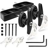 Gnellkoor Shed Door Lock Latch, 2 Pack 5-1/2 Inch Stem Shed Door T Handle Lock with 8 Keys Hardware Set for Storage Barn Camper RV Garage, Fits on 4-1/2" Max Thickness