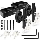 Gnellkoor Shed Door Lock Latch, 2 Pack 5-1/2 Inch Stem Shed Door T Handle Lock with 8 Keys Hardware Set for Storage Barn Camper RV Garage, Fits on 4-1/2" Max Thickness