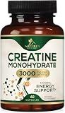 Creatine Monohydrate 3000mg Per Serving – Micronized Creatine Powder Capsules - Supports Lean Muscle, Strength, Energy, & Endurance - Nature's Supplement, Non-GMO, Bottled in USA - 60 Capsules