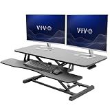 VIVO 42 inch Desk Converter, K Series, Height Adjustable Sit to Stand Riser, Dual Monitor and Laptop Workstation with Wide Keyboard Tray, Black, DESK-V042KB