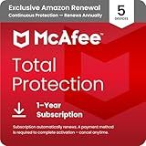 McAfee Total Protection 5-Device 2025 Ready | Security Software Includes Antivirus, Secure VPN, Password Manager, Identity Monitoring | 1 Year Subscription with Auto Renewal