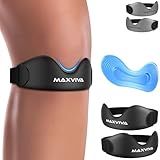 MAXVIVA Patellar Tendon Support Strap 2 Pack, Knee Brace for Women & Men, Patella Band for Running Hiking Basketball Gym Fitness Tennis Badminton Cycling, Offers Relief from Meniscus Tear and Knee Pain. Black