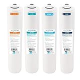 Aquasure Premier Series Complete 4-Stage Quick Twist Filter Replacement Cartridge Bundle Set AF-CP100 | Compatible with AS-PR100 Under Sink Reverse Osmosis RO Filtration System for Well Water
