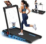 Treadmill with Speaker, 6-in-1 7.5MPH Foldable Treadmill for Home with App Compatible, Walking Pad with 10% Incline, LED Display, 3.0HP Brushless Drive, 350 LB Weight Capacity, 12 HIIT Programs