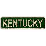 LINStore Kentucky Sign, America State Name Vintage Metal Tin Sign, Wall Decor for Office/Home/Classroom - Best Decor Gift Ideas for Women Men Friends 4x16 Inches