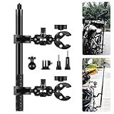 PULUZ Double Clamp Motorcycle Mount Kit for Insta360 X4 X3 X2 GO 3 One RS Camera, Bike Handlebar Mount Bundle with 59" Invisible Selfie Stick Telescopic for Moto Bicycle Riding Records