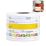 300 Pcs Restaurant Quality Shelf Life Food Rotation Labels Vinyl, 2” x 3” Self-Adhesive Removable Freezer Food Labels, Perfect for Reusable Containers, Easy to Remove, Food Safety Date Sticker