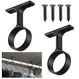 LEIFIDE 2 Pcs 1 5/16 Inch Diameter Round Wardrobe Closet Rod Suspended Center Support with Installation Screws Curtain Closet Rod Ceiling Mount Bracket for Home Wardrobe
