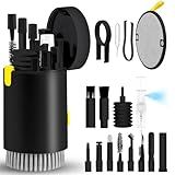 walrfid Laptop Phone Screen Cleaner Kit, Computer Keyboard Brush Cleaning Spray for iPhone AirPods MacBook iPad, 20-in-1 Electronic Device Clean Tool for Camera Earbud Car Screens (Black)