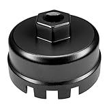 KUQUTIDY 64mm Oil Filter Wrench for Toyota RAV4, 4 Runner, Corolla, Highlander Prius, Lexus, 14 Flutes/6 Slots Oil Filter Cap Wrenches Removal Tool Socket Fits 2.5-5.7L Engine, Car Accessories