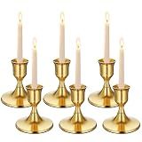 Gold Wine Glass Metal Candlestick Holders -Vintage Modern Metal Taper Candle Holders, Decorative Centerpiece for Table Mantel, Wedding Kitchen Home Decor, Wedding Gift,6Pcs
