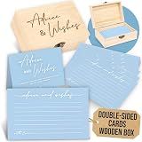Advice and Wishes Cards Box, Blue Wedding Advice Card, Baby Advice Cards | 50 Pcs Double Sided Advices and Well Wishes Box for Graduation, Christmas, Birthday Party