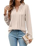 Blooming Jelly Womens Dressy Casual Tops Business Fall Outfits Long Sleeve Work Blouses 2024 (Large, Apricot)