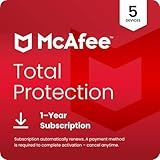 McAfee Total Protection 2025 5-Device | AntiVirus Software 2025 for PC, Secure VPN, Password Manager, Identity Monitoring | 1 Year Subscription Auto-Renewal