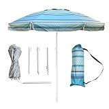 LOTTAFUN 6ft Beach Umbrella - Heavy Duty Wind Resistant UV 50+ Portable Sun Shade with Sand Anchor & Carry Bag, Outdoor Folding Umbrella for Beach, Pool, Patio, Garden NO Tilt The sand needs to exceed the spiral 6inch