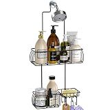 Epicano Shower Caddy Hanging,Large Capacity Shower Organizer,Black | Rustproof,Built-in Soap Dish & 4 Hooks for Loofahs,Suction & Adhesive Install,No Drilling Bathroom Shelves for Inside Shower