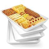WOWBOX 4 pcs Serving Tray for Entertaining, Grilling BBQ Accessories, Serving Platters for Snacks, Fruit, Reusable Plastic Trays for Serving Food and Pantry Organization in Kitchen & for Parties