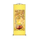 Zzooi Feng Shui Money Tree Wall Art - Coin Tree Treasure Bowl Picture Silk Scroll - Fortune Hanging Silk Poster for Wealth and Good Luck