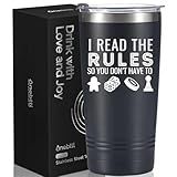 Onebttl Board Game Lovers Gifts, Gifts for Board Gamers, 20oz Stainless Steel Black Insulated Tumbler with Lid & Straw, Black - I Read the Rules, So You Don't Have to