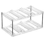 IEEK Plastic Stackable Bottle Storage Holder Rack,Free-Standing Water Bottle/Wine and Drink Organizer Shelf for Kitchen Cabinet,Fridge,Countertop,Pantry,Freezer,2 TiersX3 Bottles,Clear