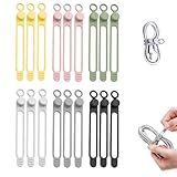 Data Cable Organizer, 2025 New Elastic Silicone Cable Straps Cord Organizer, Reusable Cable Ties Wire Organizer for Bundling and Fastening Earphone, Phone Charger (18 Pcs)