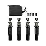 Bittwee Adjustable Auto-Stop Tire Deflator Valve Kit, 4PCS 10-30 PSI Offroad Air Down Tyre Tool with Storage Pouch & Valve Cap, Car Wheel Deflation Accessories, Universal Fit