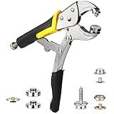 Heavy-Duty Snap Fastener Pliers (Adjustable Setter, 3 Interchangeable Dies) Snap Installation Set Hand Tools for Fastening, Replacing Metal Snaps, Repairing Boat Covers, Canvas